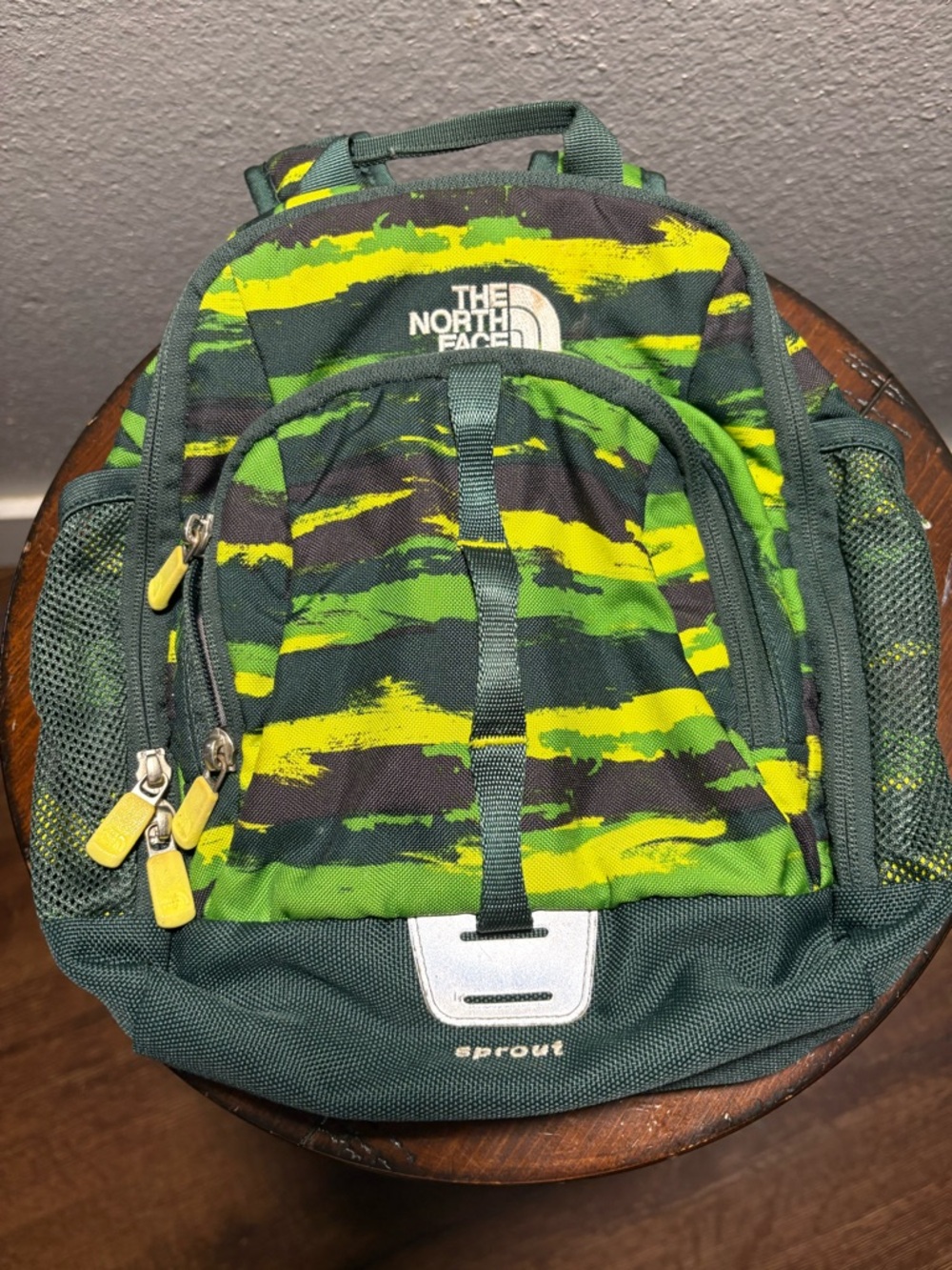 The North Face Green & Yellow Striped Mini Backpack